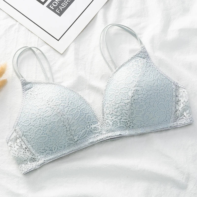 Women Bra Sexy Lace Bralette Floral Wireless Bra Female Underwear A B Cup Lingerie Soft Solid Color Ultra-thin Brassiere