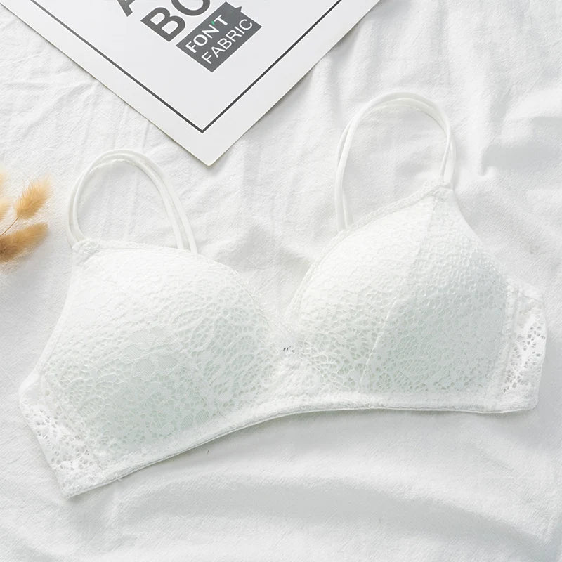Women Bra Sexy Lace Bralette Floral Wireless Bra Female Underwear A B Cup Lingerie Soft Solid Color Ultra-thin Brassiere