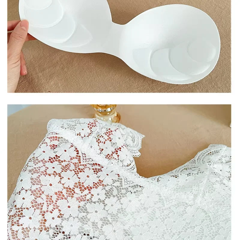 Top Sutiã de Renda Feminino com Decote V Profundo – Lingerie Sexy, Sem Aro, Bralette Acolchoado com Costas em V | Camisola Íntima e Confortável