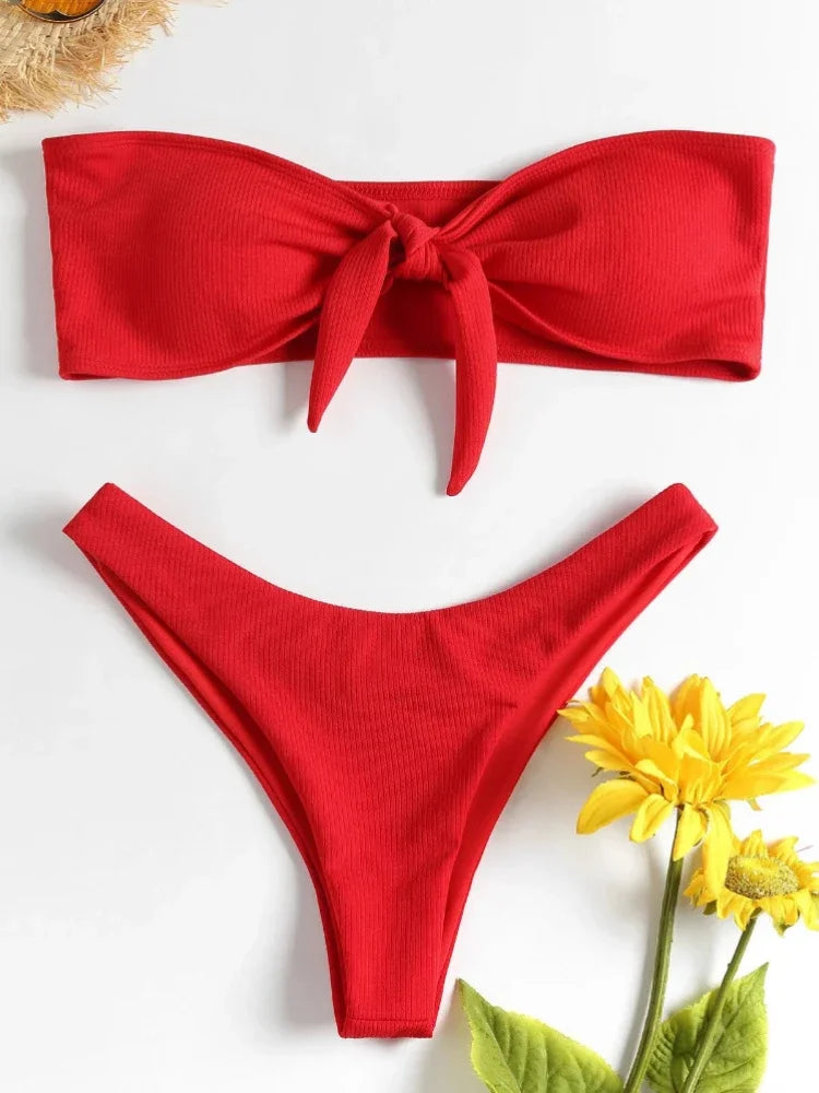 Biquíni Sexy  Top Canelado + Calcinha Asa Delta , Minimalista, Arrasador