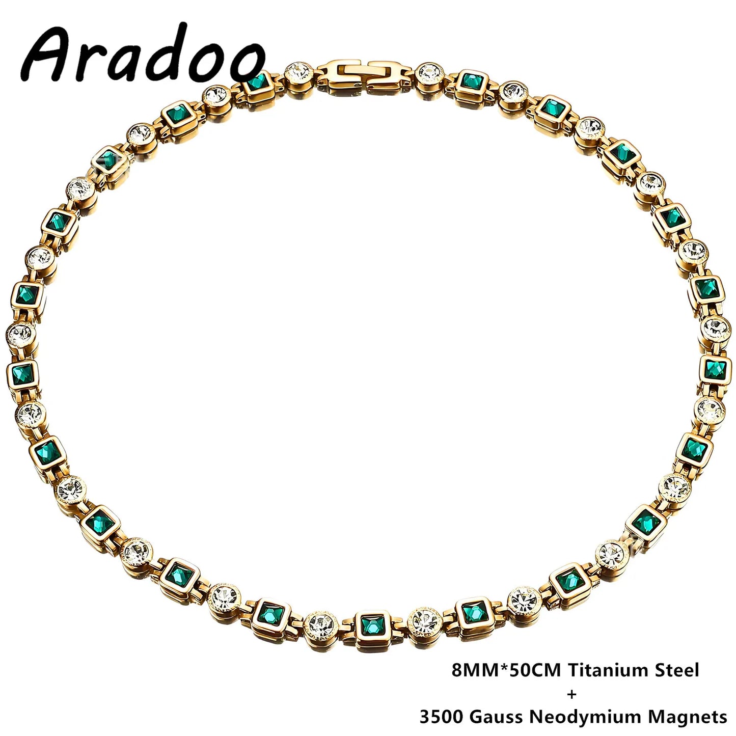ARADOO Affordable Luxury Style Titanium Steel Necklace for Women with Crystal Cubic Zirconia Collar Jewelry Gifts