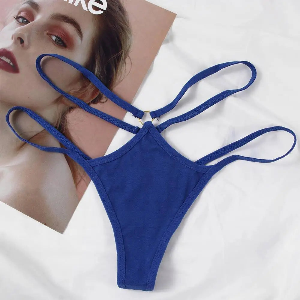 Calcinha Fio Dental Feminina de Algodão – Sexy, Fina, Cintura Baixa, Tiras Laterais e Recorte Vazado | Lingerie Confortável e Sensual