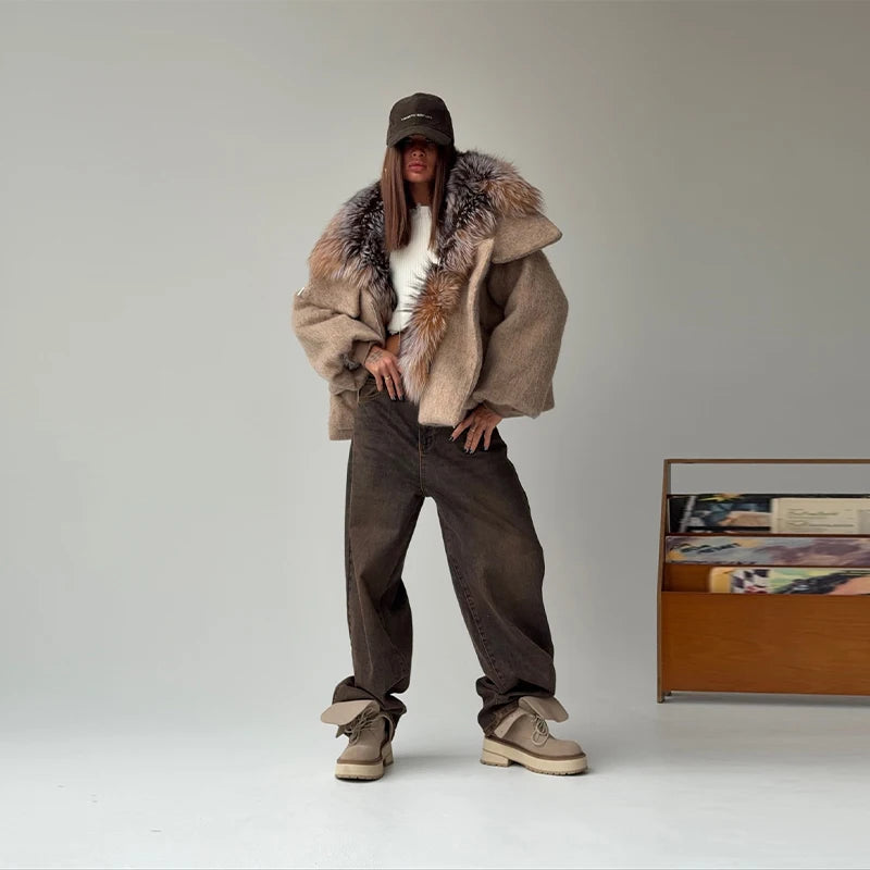 Vintage Thicken Faux Fur Woolen Jacket