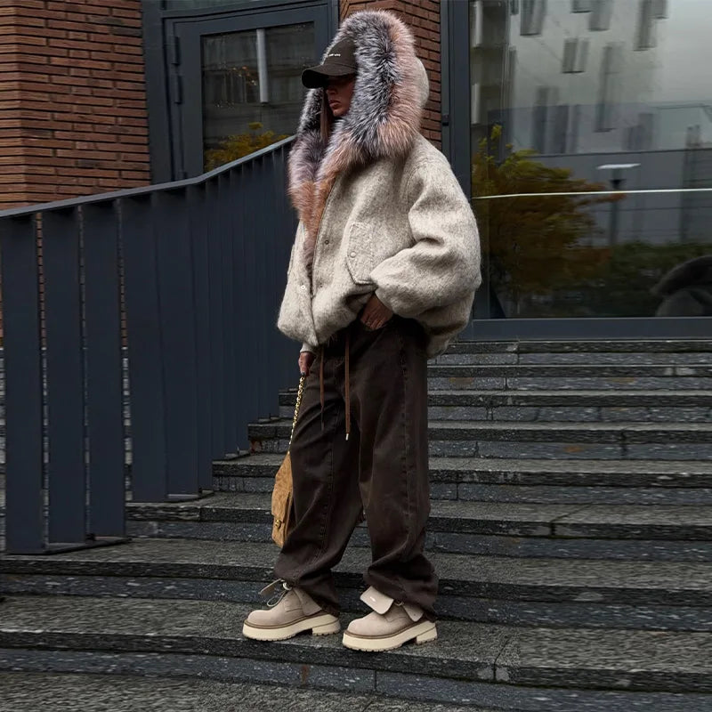 Vintage Thicken Faux Fur Woolen Jacket