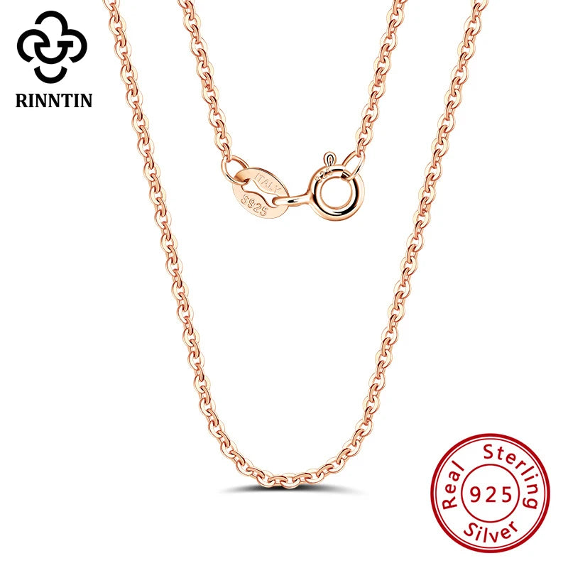Colar Feminino em Prata 925 com Banho de Ouro Rosa – Corrente Fina Estilo Cable Link | Elegância Minimalista