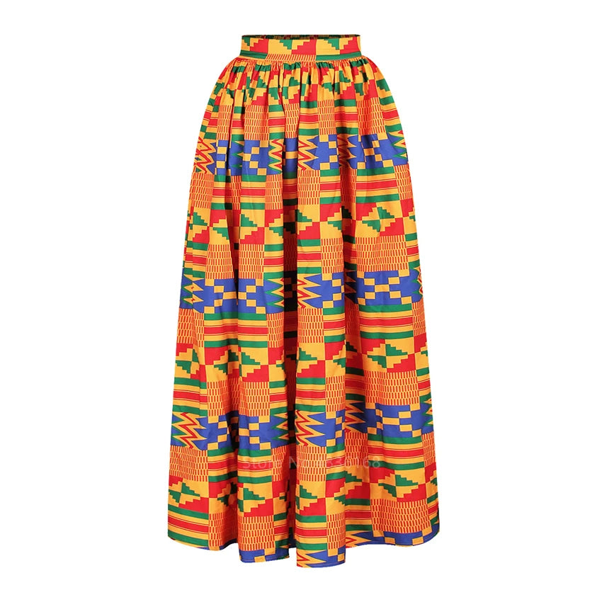 Conjunto Africano Feminino com Manga Longa e Saia Dividida