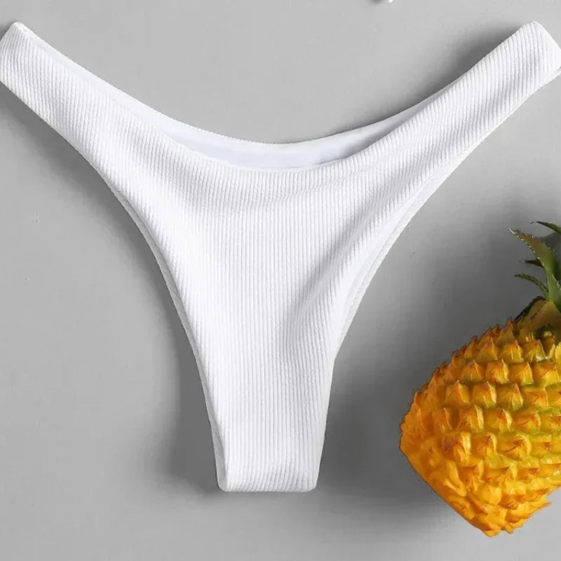 Biquíni Sexy  Top Canelado + Calcinha Asa Delta , Minimalista, Arrasador