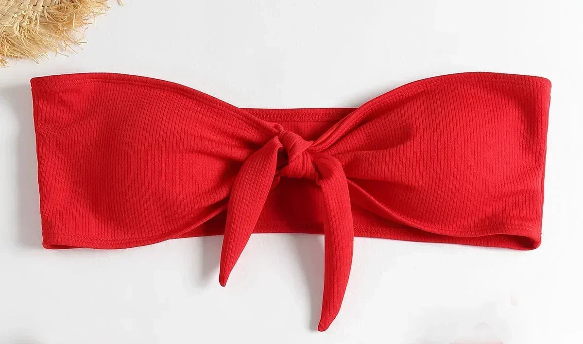 Biquíni Sexy  Top Canelado + Calcinha Asa Delta , Minimalista, Arrasador