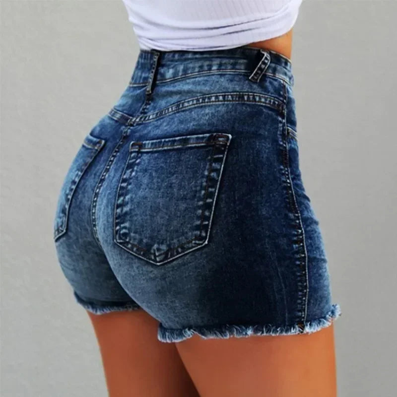 Short Jeans Feminino Cintura Alta com Elastano