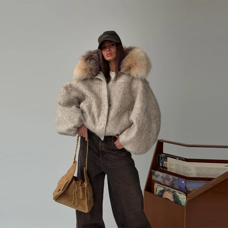 Vintage Thicken Faux Fur Woolen Jacket
