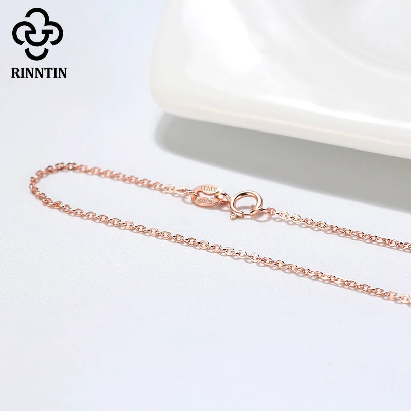 Colar Feminino em Prata 925 com Banho de Ouro Rosa – Corrente Fina Estilo Cable Link | Elegância Minimalista