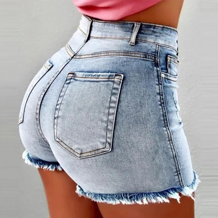 Short Jeans Feminino Cintura Alta com Elastano