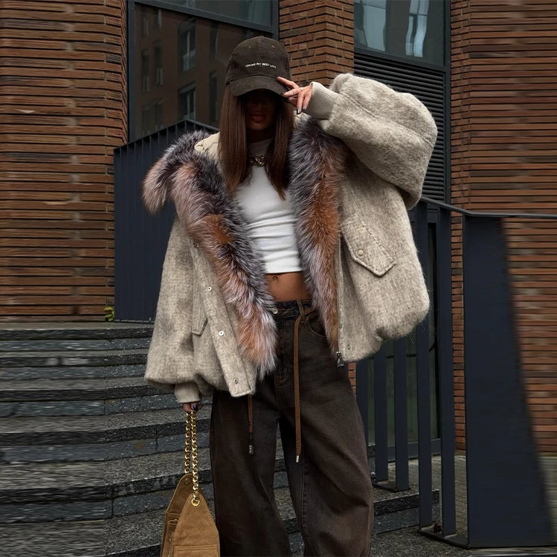 Vintage Thicken Faux Fur Woolen Jacket