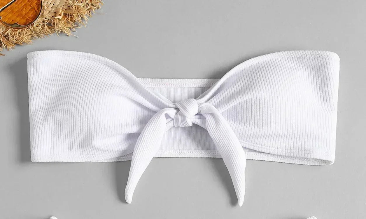 Biquíni Sexy  Top Canelado + Calcinha Asa Delta , Minimalista, Arrasador