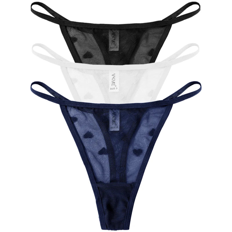 Esse kit com 3 calcinhas fio dental em renda transparente é a escolha certa para quem ama lingerie sexy, leve e confortável.