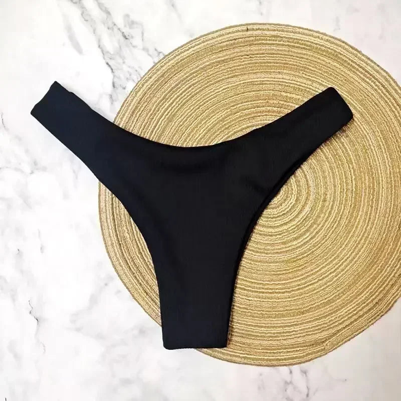Biquíni Sexy  Top Canelado + Calcinha Asa Delta , Minimalista, Arrasador